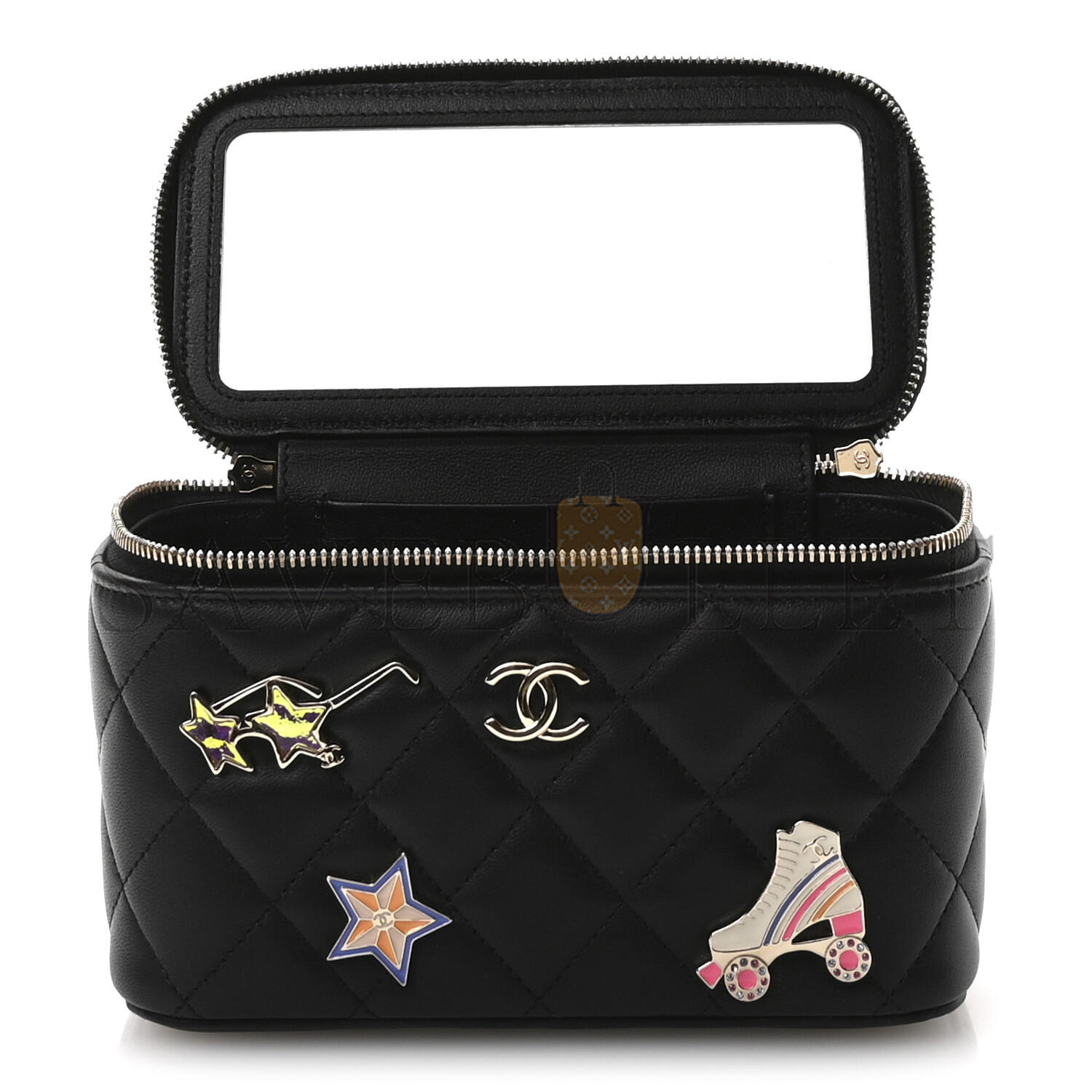 Ch**el lambskin quilted roller skate small vanity case with chain ap1341 (16*9.5*7.5cm)